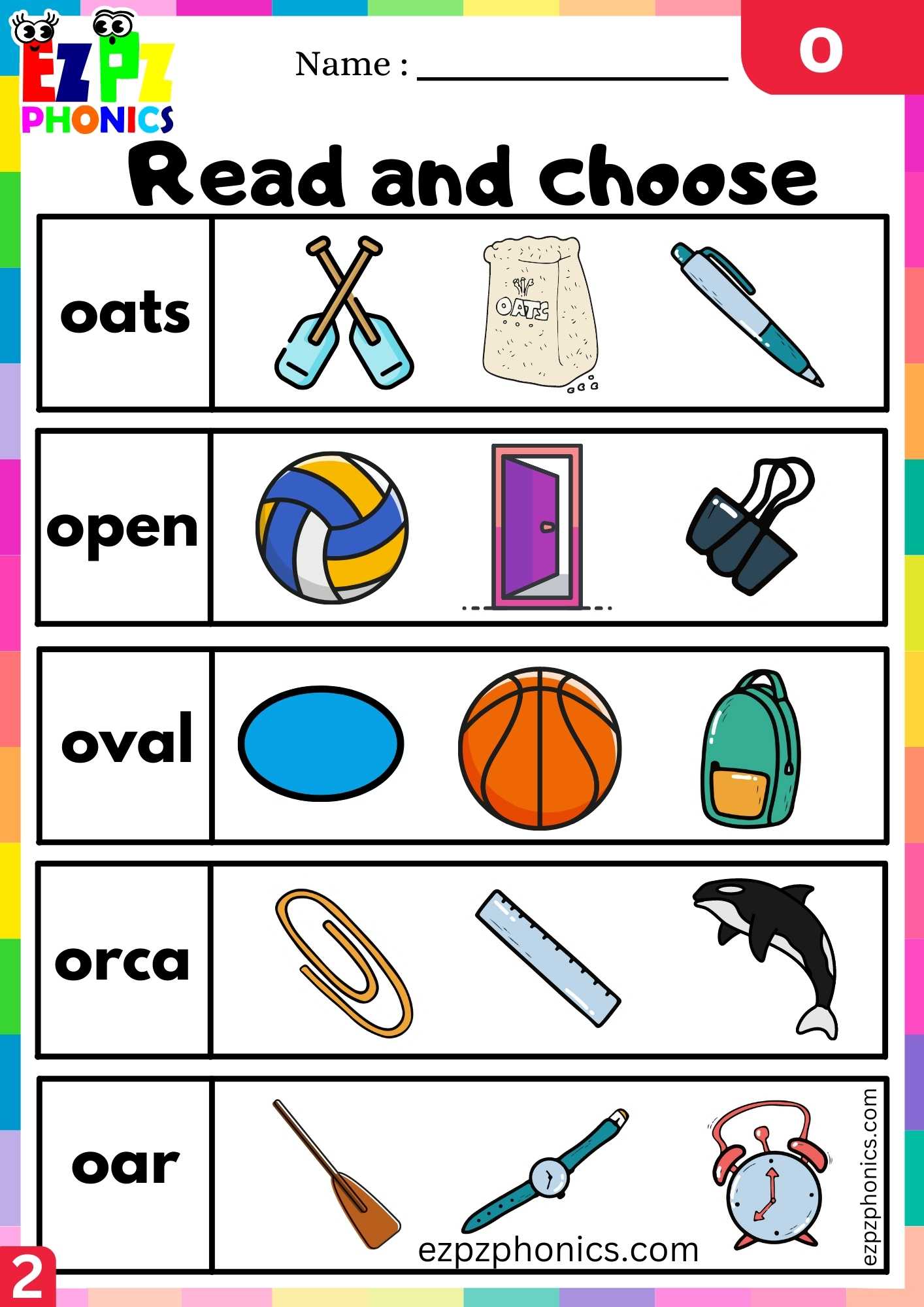 Group2 Letter O Read And Choose Beginning Sounds Worksheet